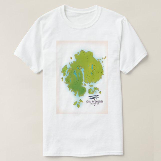 Acadia, Maine National Park map Travel map. T-Shirt (Design Front)
