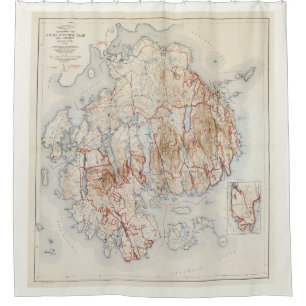 Acadia National Park and Vicinity Vintage Map Shower Curtain