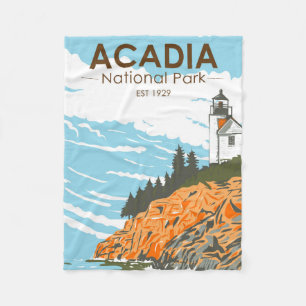 Acadia National Park Bar Harbour Lighthouse Maine Fleece Blanket