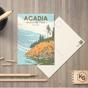 Acadia National Park Bar Harbour Lighthouse Postcard