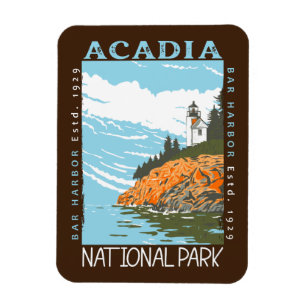 Acadia National Park Bar Harbour Lighthouse Vintag Magnet