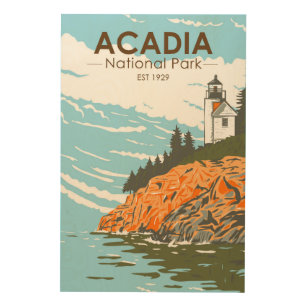 Acadia National Park Bar Harbour Lighthouse Wood Wall Art