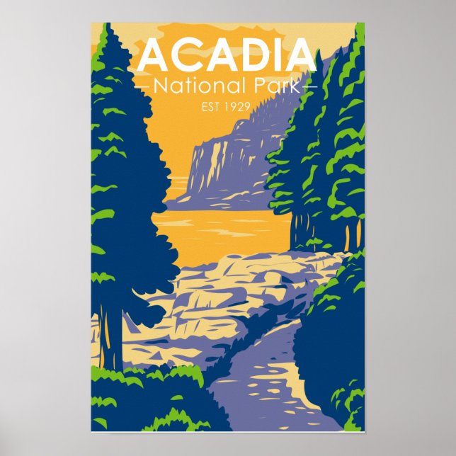 Acadia National Park Bar Harbour Ocean Path Poster (Front)