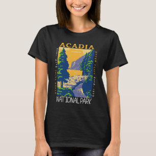 Acadia National Park Bar Harbour Otter Cliff Retro T-Shirt