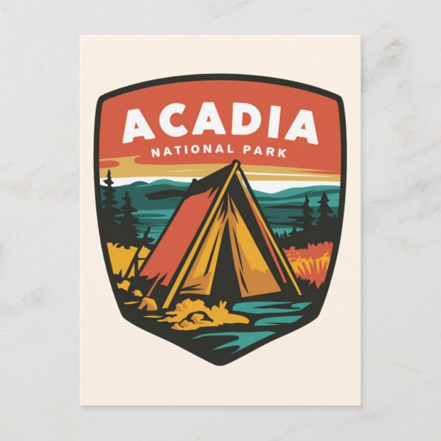 Acadia National Park Camping Emblem Holiday Postcard (Front)