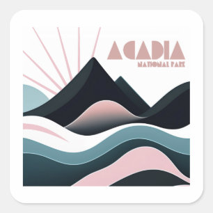 Acadia National Park Coloured Hills Square Sticker