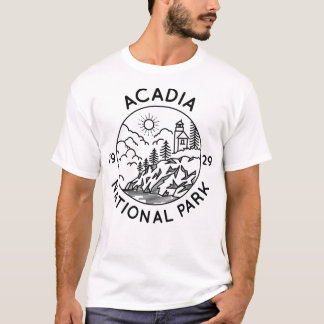 Acadia National Park Cool Black Line Art Outdoor G T-Shirt