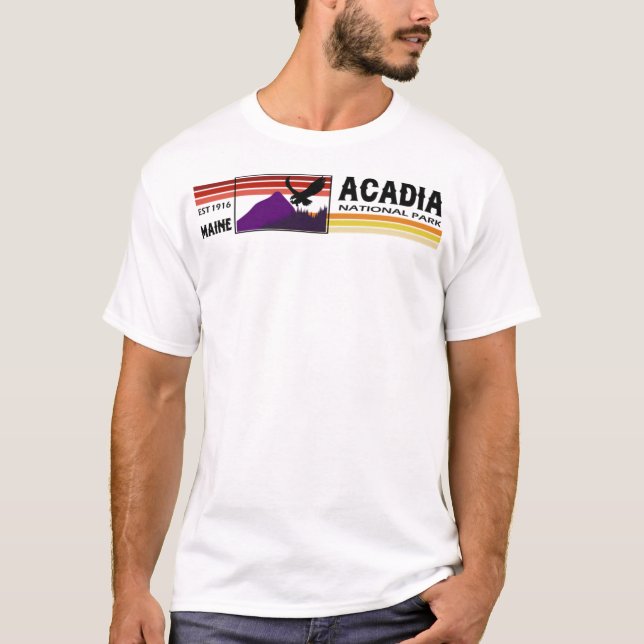 Acadia National Park Falcon with Mountains  T-Shirt (Front)