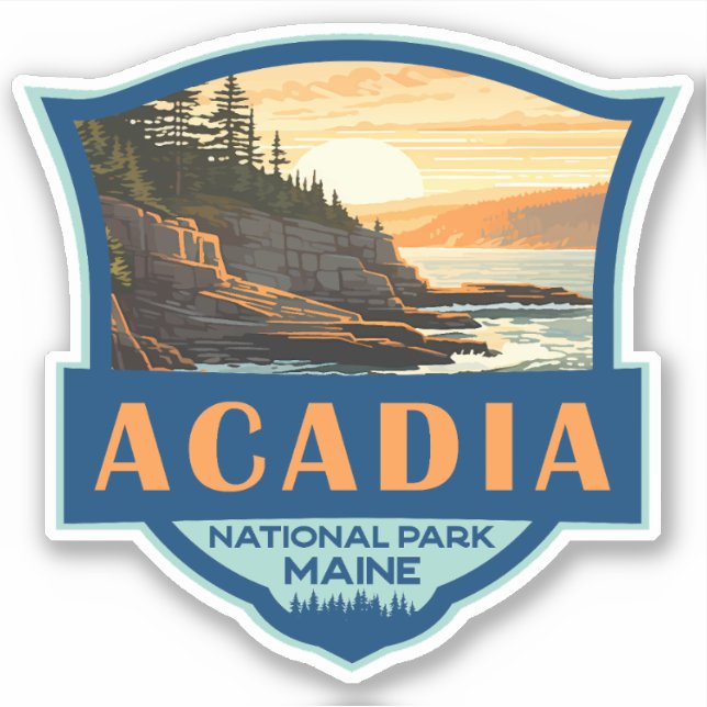 Acadia National Park Illustration Retro Badge (Front)