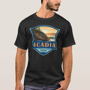 Acadia National Park Illustration Retro Badge T-Shirt
