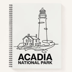 Acadia National Park Lighthouse Line Art Notebook