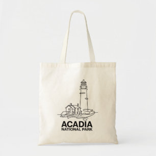 Acadia National Park Lighthouse Line Art  Tote Bag