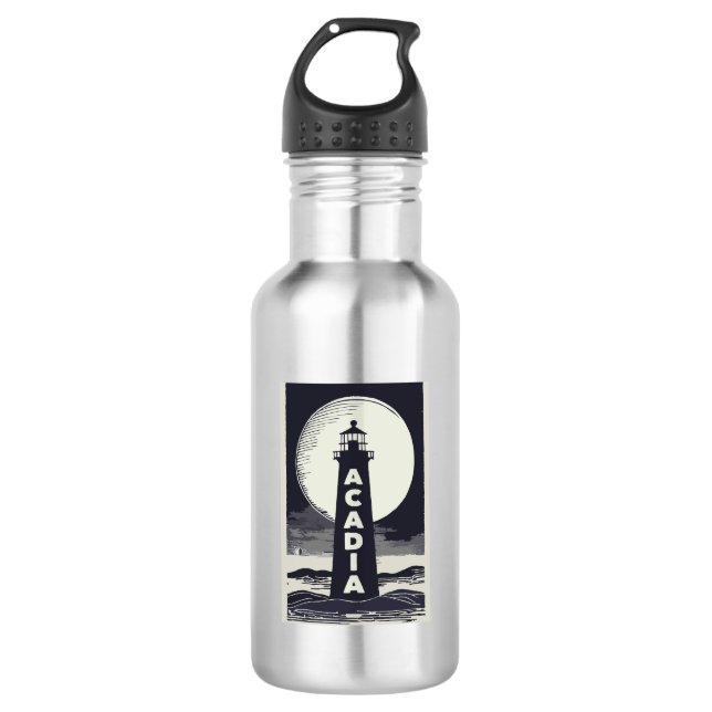 Acadia National Park Lighthouse Moon 532 Ml Water Bottle (Front)