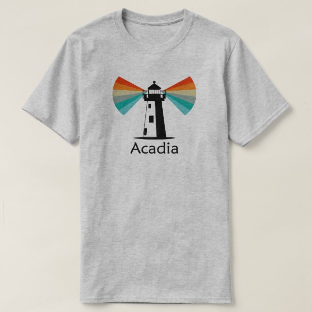 Acadia National Park Lighthouse Rainbow T-Shirt (Design Front)