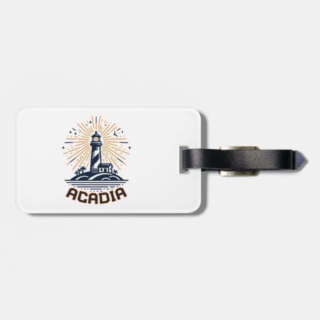 Acadia National Park Lighthouse Sunrise Luggage Tag (Back Horizontal)