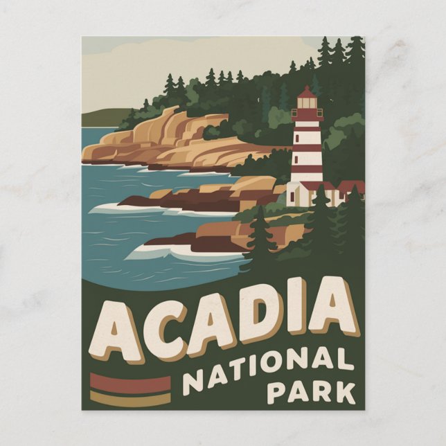 Acadia National Park Lighthouse Travel Art Holiday Postcard (Front)
