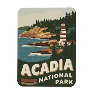Acadia National Park Lighthouse Travel Art Magnet