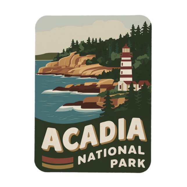 Acadia National Park Lighthouse Travel Art Magnet (Vertical)