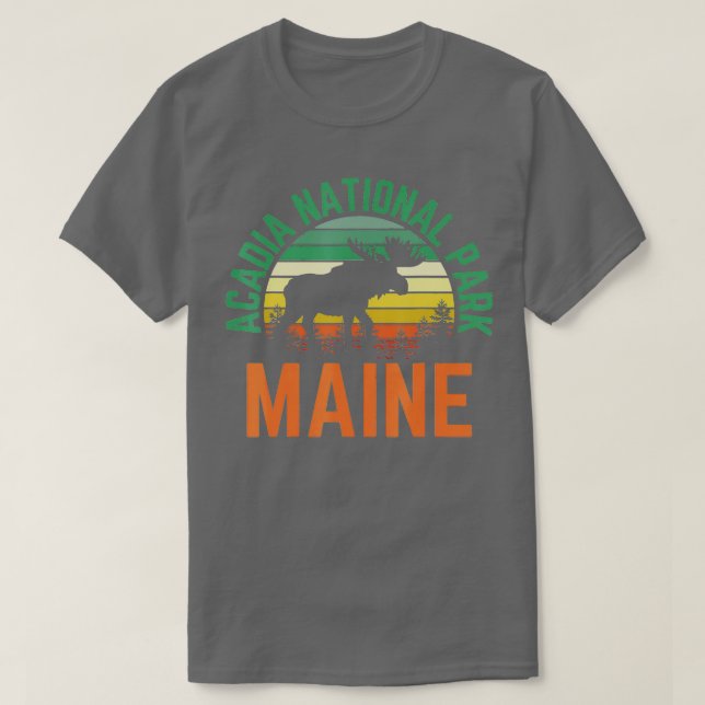 Acadia National Park Maine Bar Harbour Moose Retro T-Shirt (Design Front)