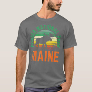 Acadia National Park Maine Bar Harbour Moose Retro T-Shirt