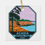 Acadia National Park Maine Bar Harbour Vintage Ceramic Ornament<br><div class="desc">Acadia vector artwork design. Acadia National Park is primarily on Maine's Mount Desert Island. Its landscape is marked by woodland,  rocky beaches and glacier-scoured granite peaks such as Cadillac Mountain.</div>