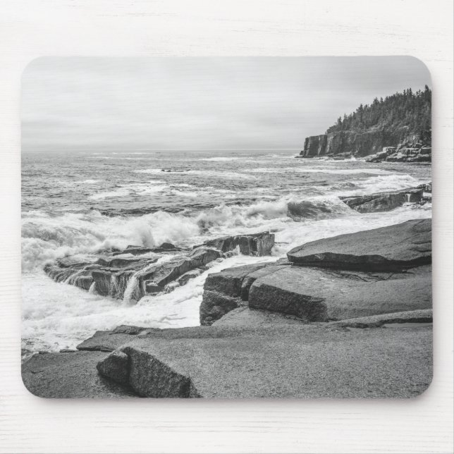 Acadia National Park Maine Coast Black and White Mouse Pad (Front)