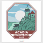 Acadia National Park Maine Lighthouse Retro Emblem