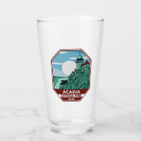 Acadia National Park Maine Lighthouse Retro Emblem