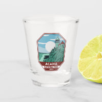 Acadia National Park Maine Lighthouse Retro Emblem