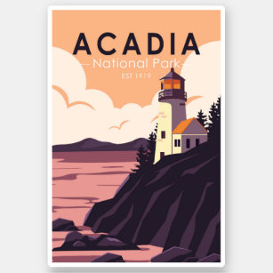 Acadia National Park Maine Lighthouse Vintage