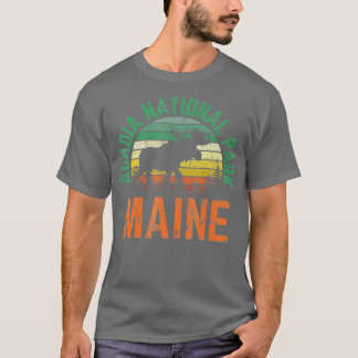 Acadia National Park Maine Moose Hiking Retro Suns T-Shirt