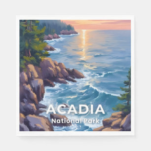 Acadia National Park   Maine Painting Travel Art Napkin