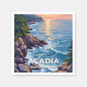 Acadia National Park   Maine Painting Travel Art Napkin