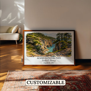 Acadia National Park Maine Poster, Watercolor Poster