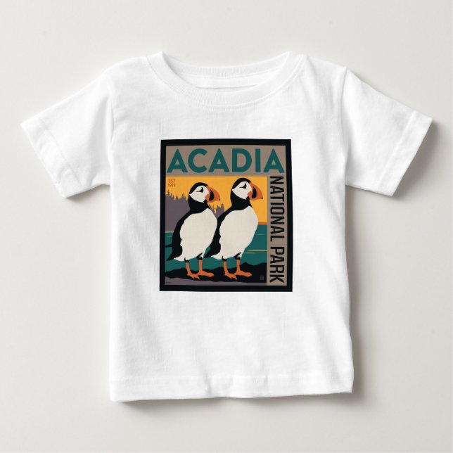 Acadia National Park, Maine | Puffins Baby T-Shirt (Front)