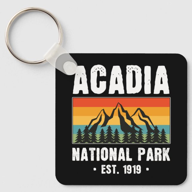 Acadia National Park, Maine Retro Vintage Key Ring (Front)
