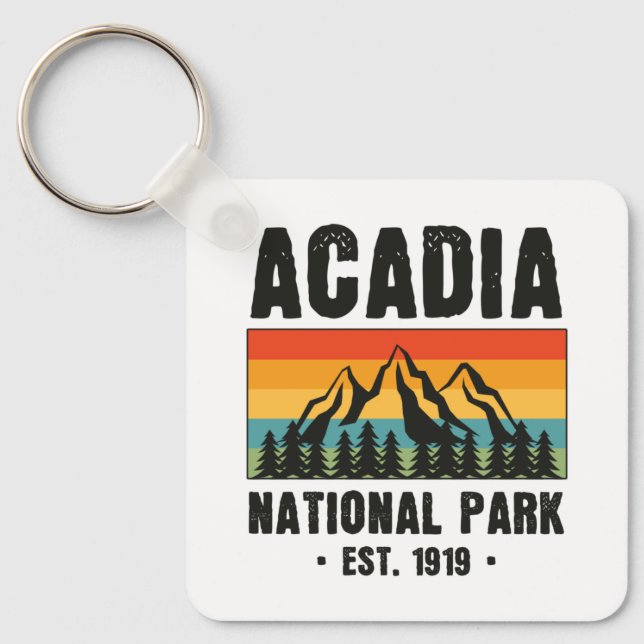 Acadia National Park, Maine Retro Vintage Key Ring (Front)