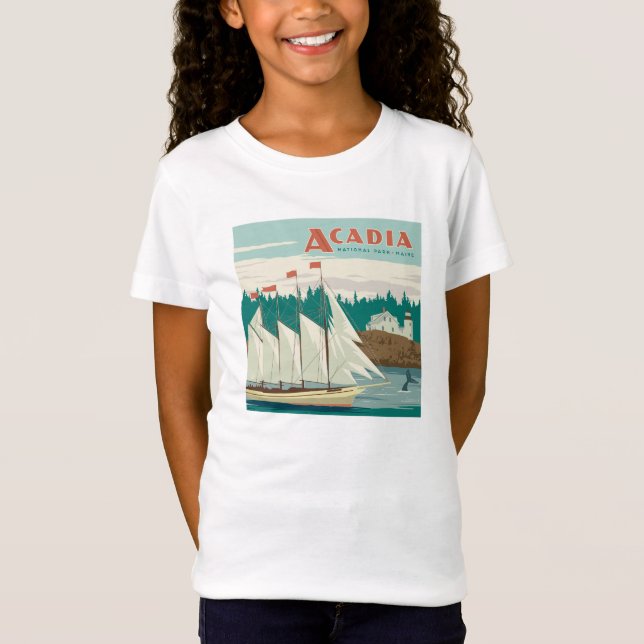 Acadia National Park, Maine | Sailboat & Whale T-Shirt (Front)