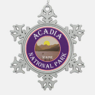 Acadia National Park Maine Snowflake Pewter Christmas Ornament