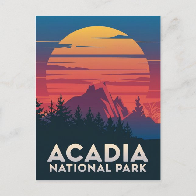 Acadia National Park Maine Sunset Postcard (Front)