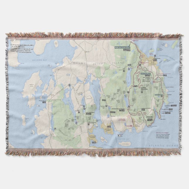 Acadia National Park map throw blanket (Front)