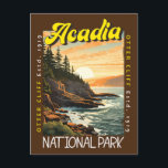 Acadia National Park Otter Cliff Distressed Postcard<br><div class="desc">Acadia vector artwork design. Acadia National Park is primarily on Maine's Mount Desert Island. Its landscape is marked by woodland,  rocky beaches and glacier-scoured granite peaks such as Cadillac Mountain.</div>