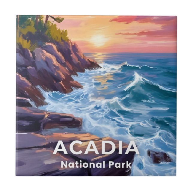 Acadia National Park | Otter Cliffs Maine Travel Tile (Front)