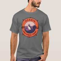 Acadia National Park Puffin Retro Compass Emblem