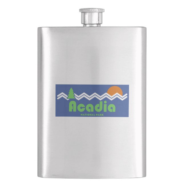 Acadia National Park Retro Hip Flask (Front)