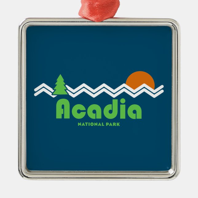 Acadia National Park Retro Metal Tree Decoration (Front)