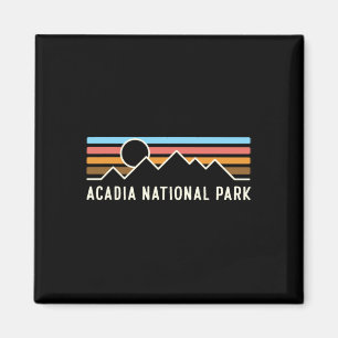 Acadia National Park Retro Mountain Lines Camping Magnet