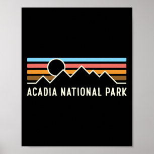 Acadia National Park Retro Mountain Lines Camping Poster