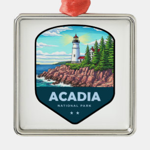 Acadia National Park Shield Metal Tree Decoration