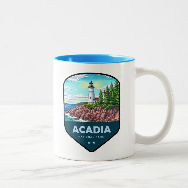 Acadia National Park Shield Two-Tone Coffee Mug (Right)